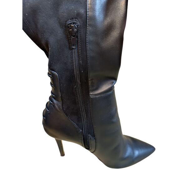 Aldo Over The Knee High Leather And Suede Stiletto Boots Women's Black Sz 9 - Picture 10 of 14